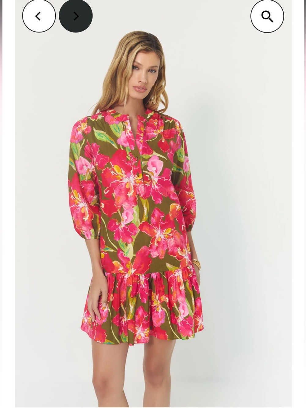 hutch tamia pink & green floral tiered ruffle mini summer dress size small NEW